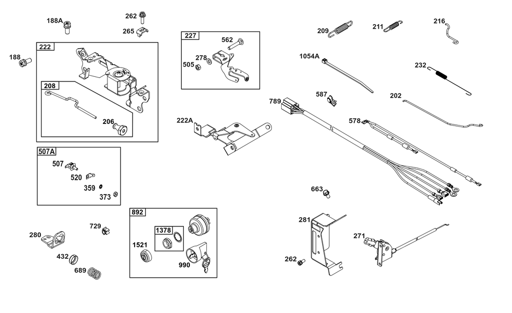 Controls Group Diagram and Parts List for 386447-0097-B5 200000 - 399999 Briggs and Stratton Engine